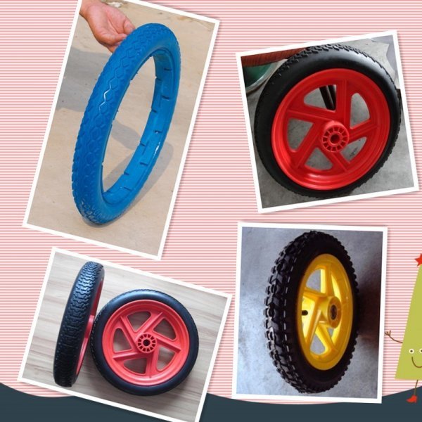 13“X2.5“、18“X2.5“、26”X2.5“无平面聚氨酯车轮/PU泡沫手推车车轮